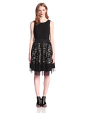Fit And Flare Lace Dress, Black, 4