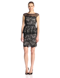 Sleeveless Illusion Lace Peplum Dress, Black, 6