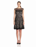 Eliza J Party Dress With Yoke Illusion, Black, 4