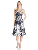 Taylor Dresses Sleeveless Floral Print Dress, Navy/White, 8